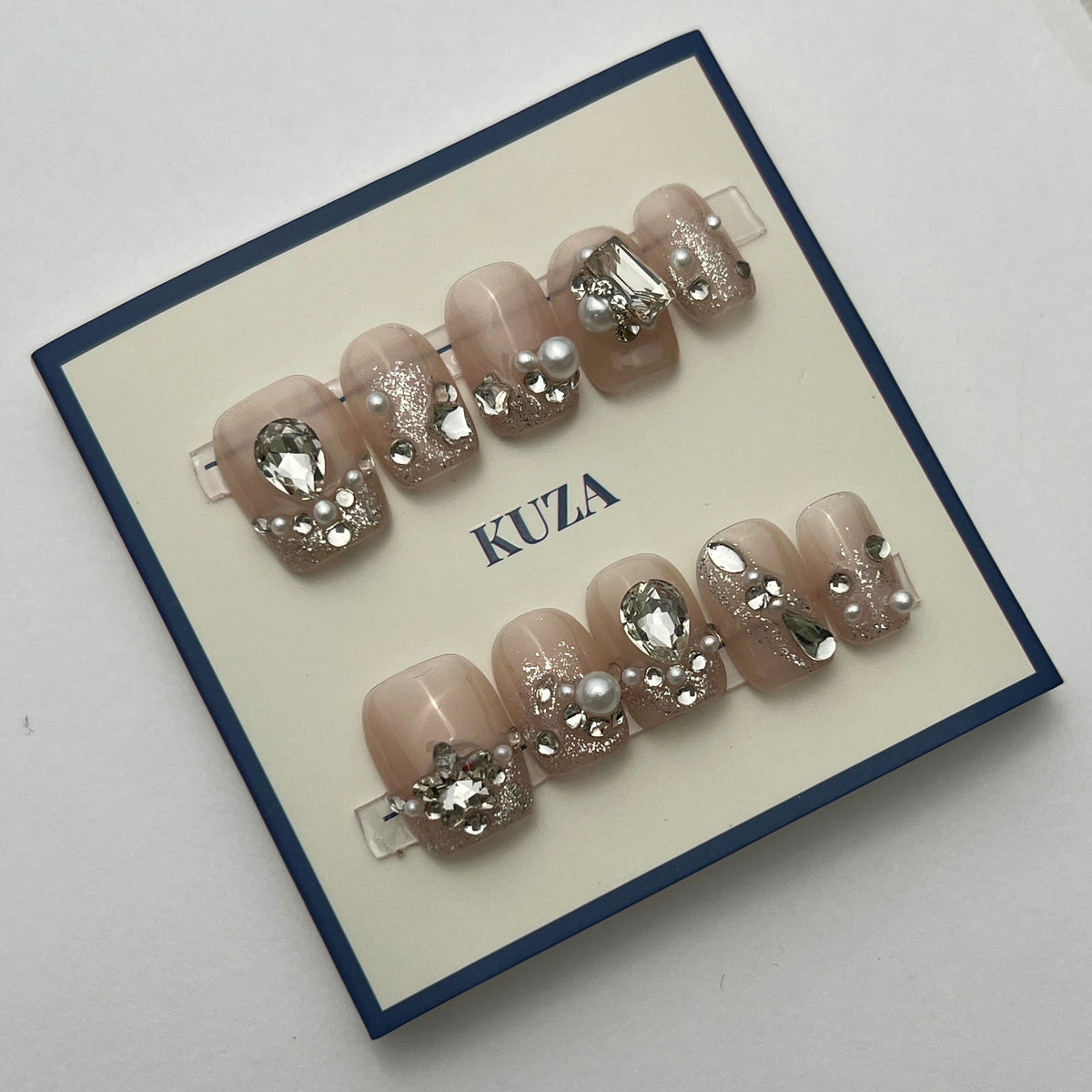 KUZA Press On Nails - Short Square Tips and Charms Design - 8925/8926/8927
