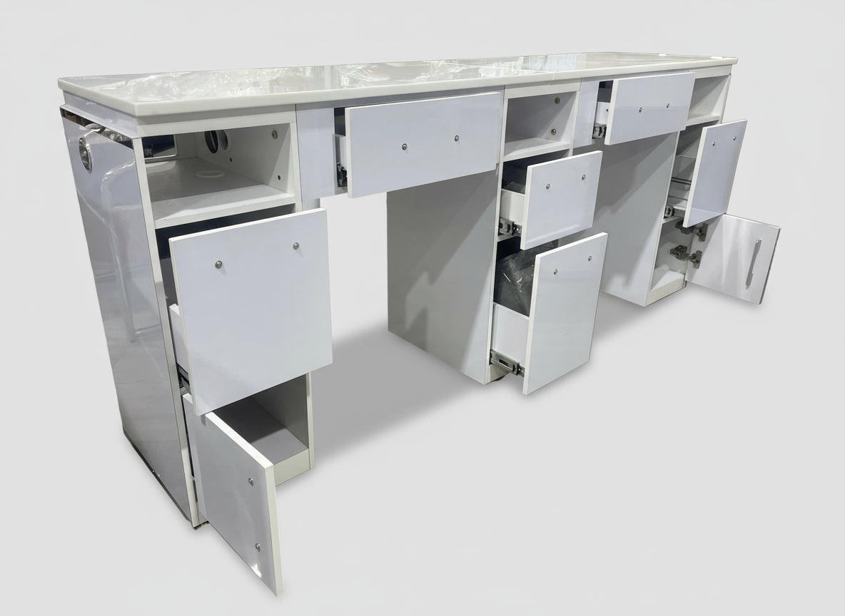 Manicure Nail Table Double TJ-24 - White (Please Call JNBS to Order)