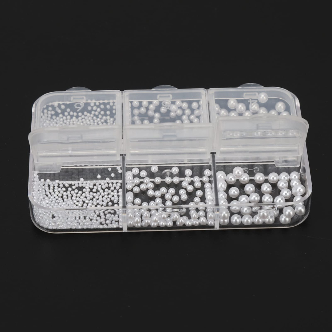 JNBS Nail Charm White Pearl Beads (2 Sizes)