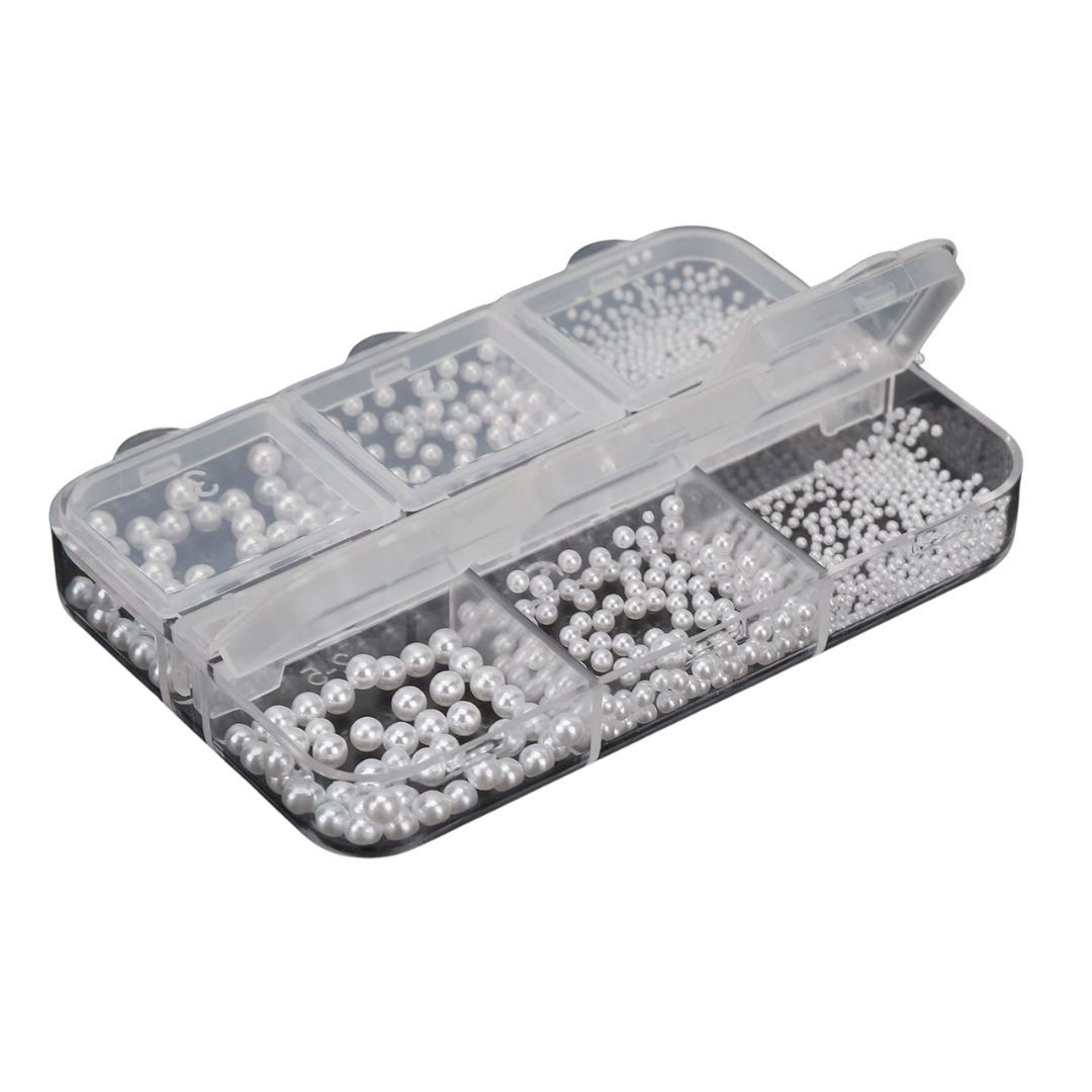 JNBS Nail Charm White Pearl Beads (2 Sizes)