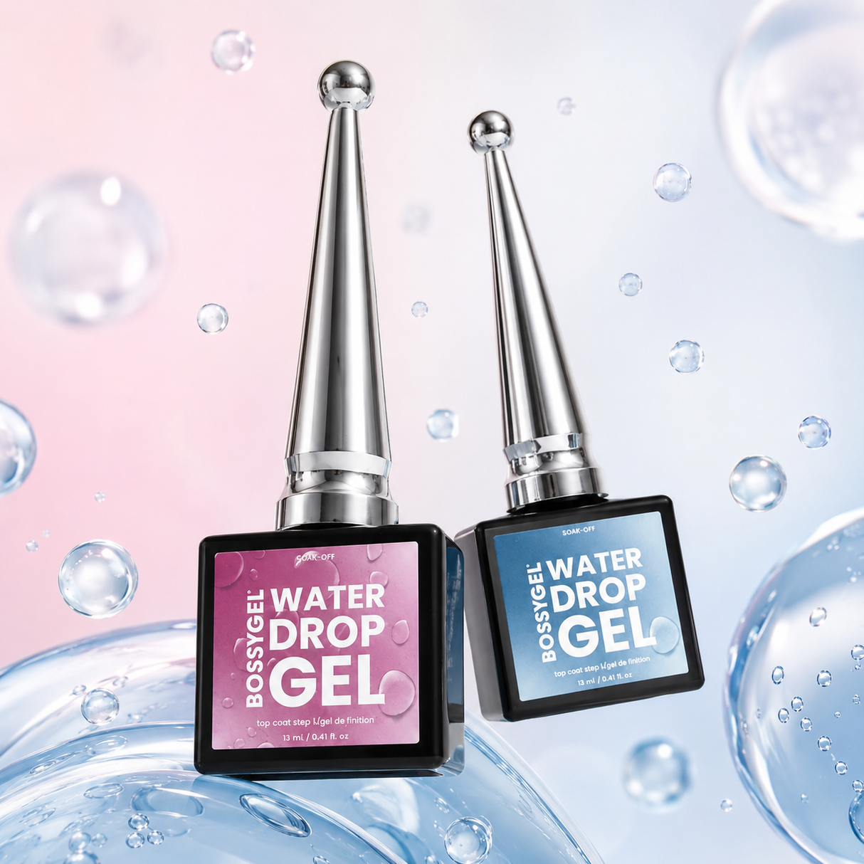 Bossy 3D Crystal Water Drop Nail Art Gel Kit – Clear Non-Wipe Sculpting Top Coat (15mL)