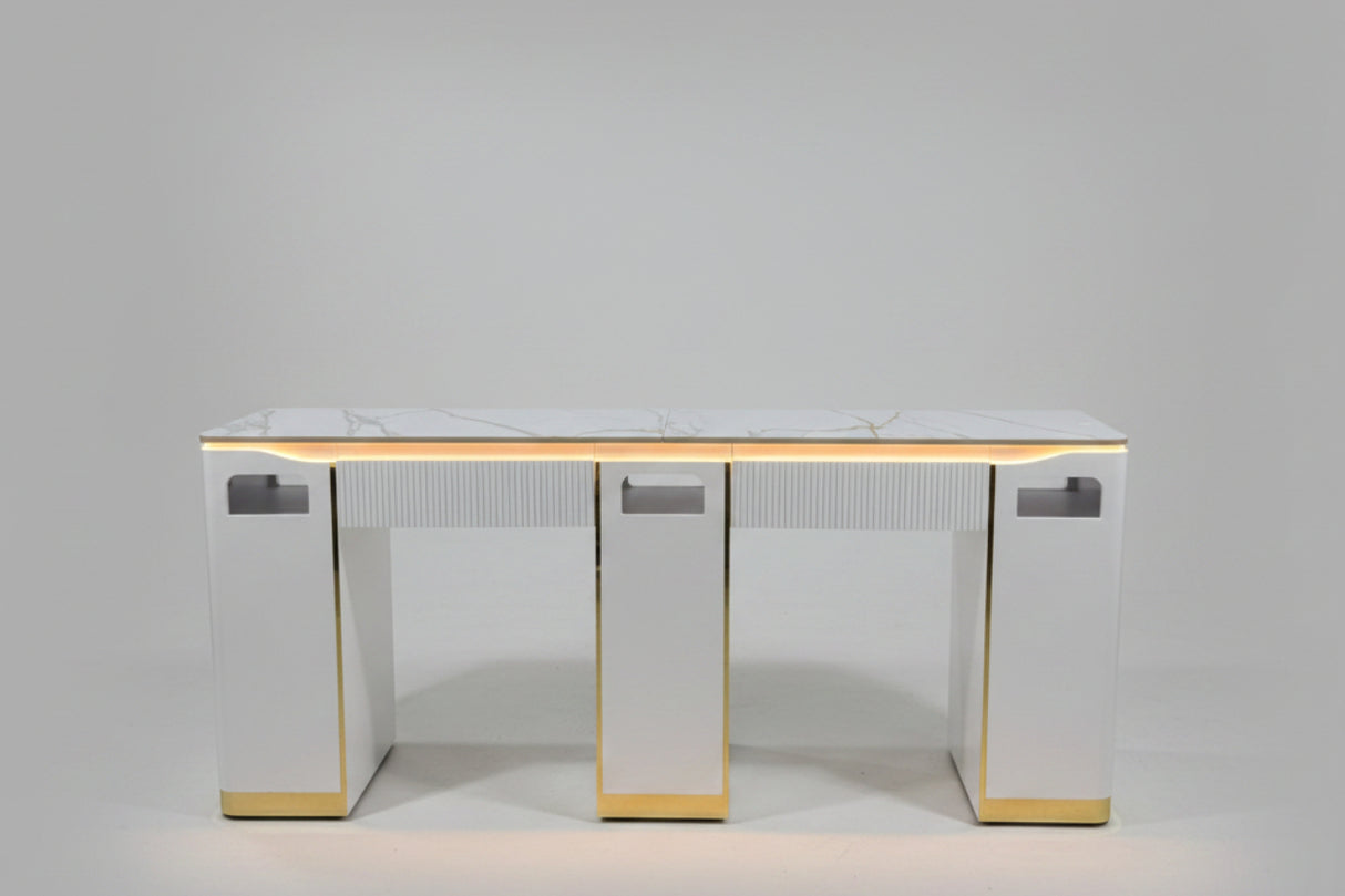 JNBS Royal Double Manicure Table with Ceramic Table Top (Please Call JNBS to Order)
