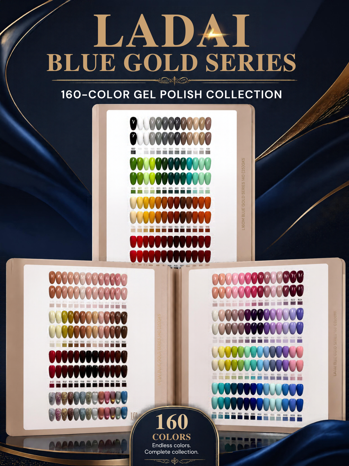 LADAI Blue Gold Series 160-Color Gel Polish Collection | HEMA & TPO Free