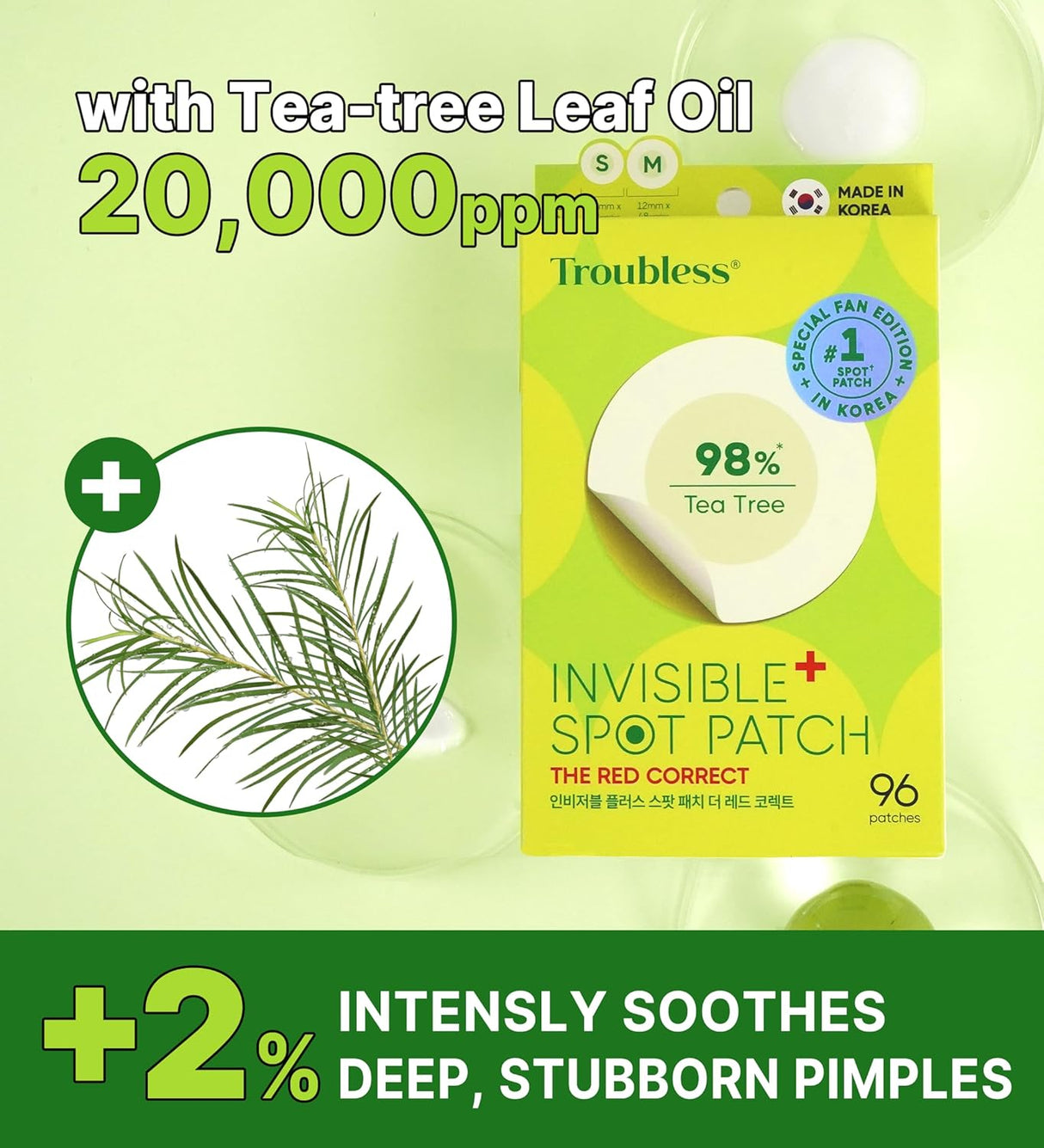 TROUBLESS Invisible Plus Spot Patch The Red Correct (96 Patch)