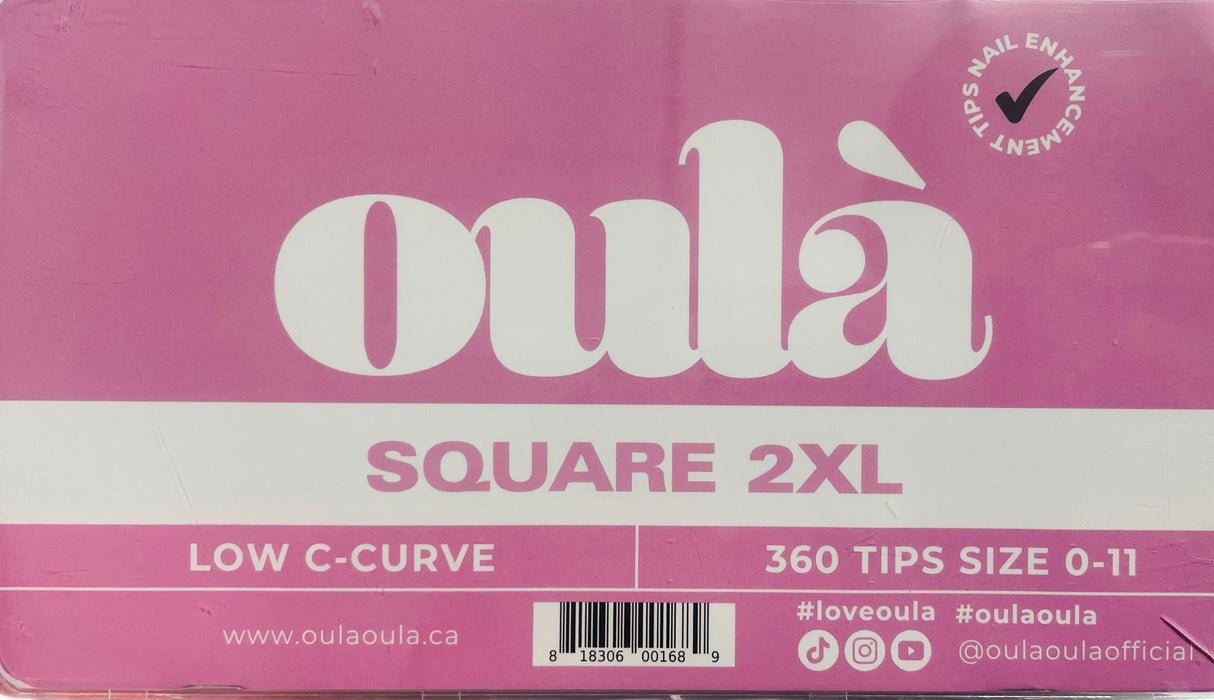 Oulà Nail Enhancement Tips SQUARE 2XL NO & LOW C CURVE