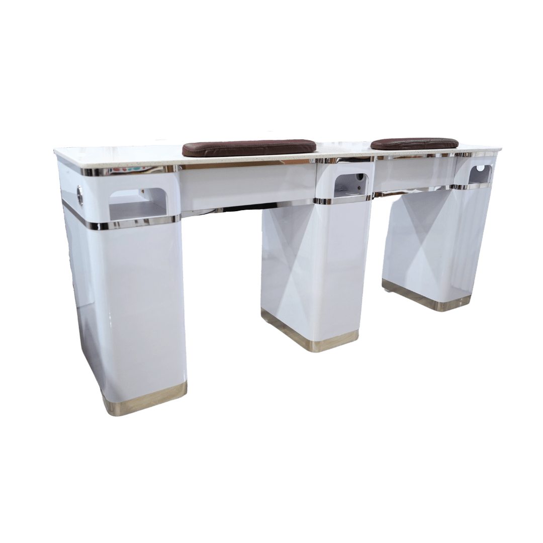 JNBS Nail Table Double TJ-40G.W7 White Pepper Top (Please Call JNBS to Order)
