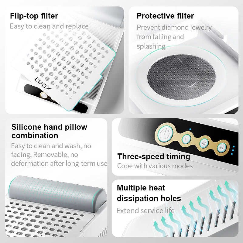 L'UGX LG618S Rechargeable Brushless Nail Dust Collector | Professional Vacuum