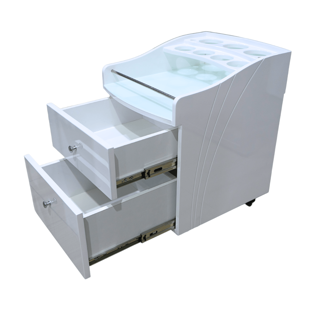 Pedicure Trolley Cart White Short - Pedi Cart (Please Call JNBS to Order)