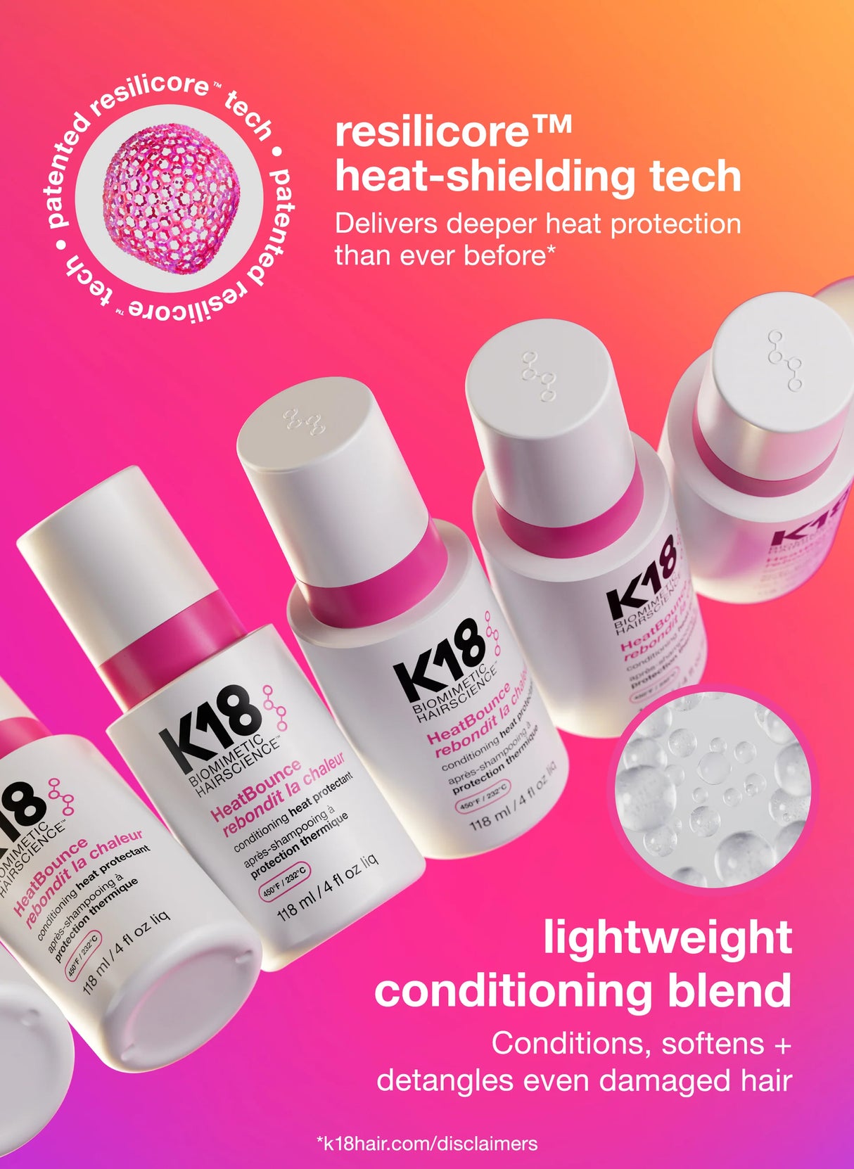K18 Biomimetic Hairscience Heat Bounce Conditioning Heat Protectant 4 fl. oz.