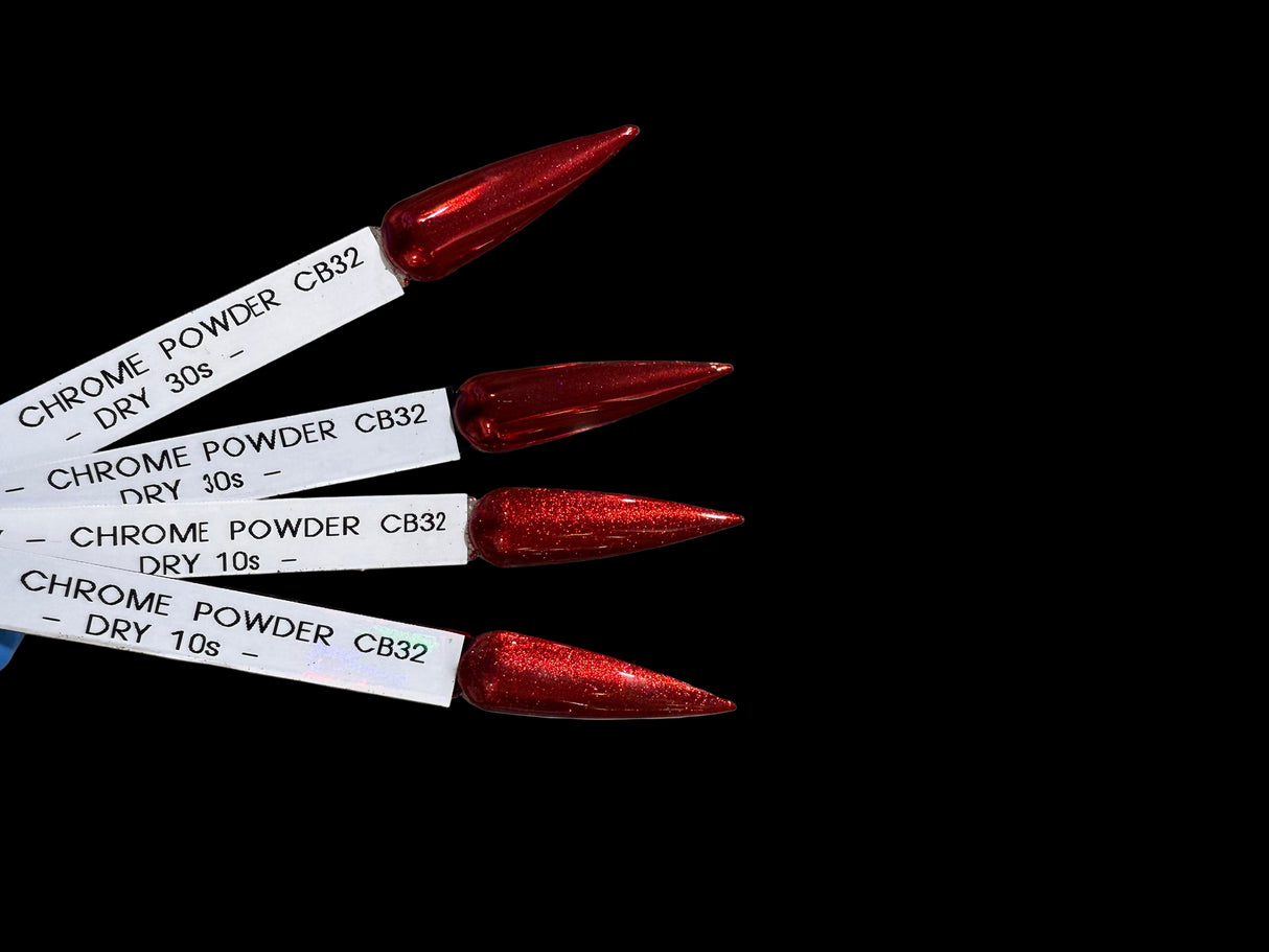 Bossy Nail Chrome CB32 - Glitter Red Chrome powder - POS