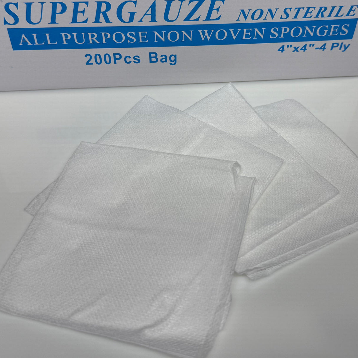 JNBS Non-Woven Sponge Super Gauze 200 pcs 4X4" 4 Ply