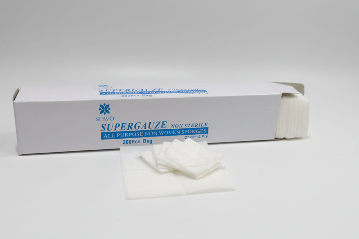 SPAVO Non-Woven 2-ply Sponge Super Gauze 200 pcs (2x2")
