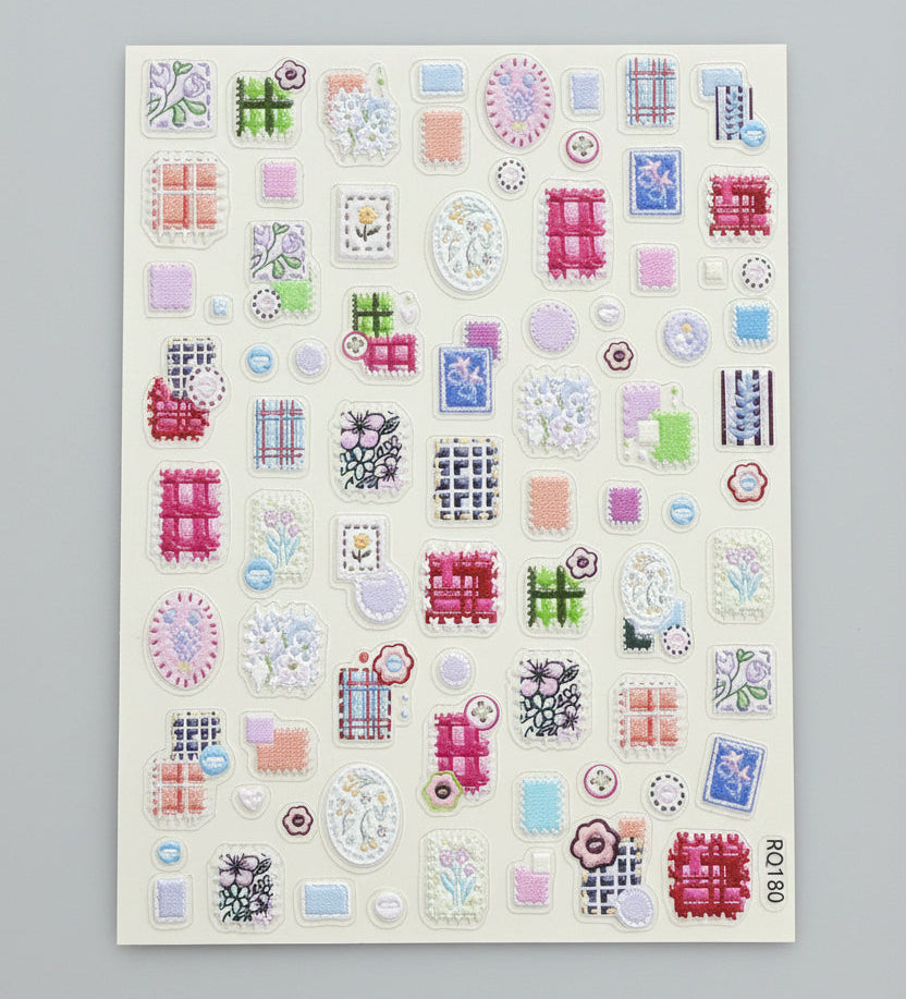 Joyful Nail 3D Vintage Floral Frame Embossed Nail Stickers RQ180
