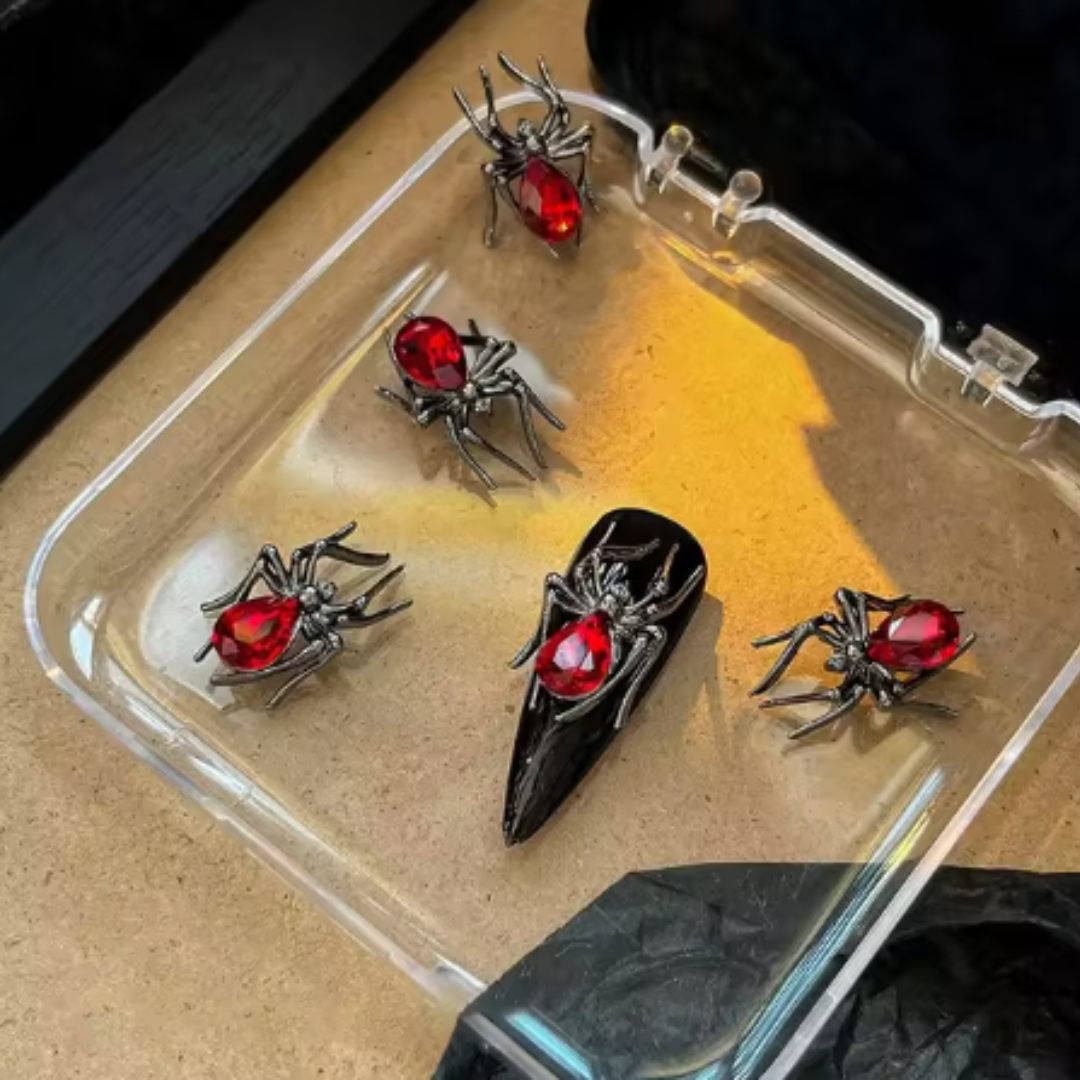 JNBS Nail Charm 3D Ruby Spiders 7937 (6pcs)