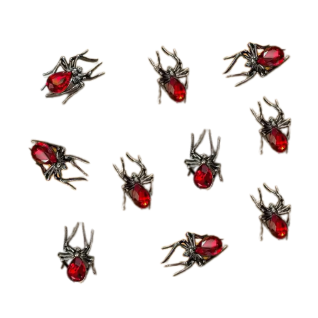 JNBS Nail Charm 3D Ruby Spiders 7937 (6pcs)