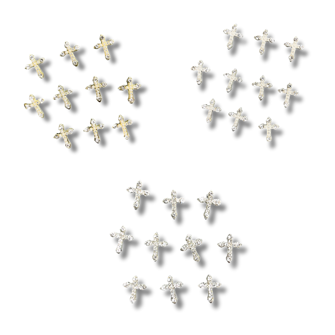 JNBS Nail Charm Diamond Cross (10pcs) - 3 Styles