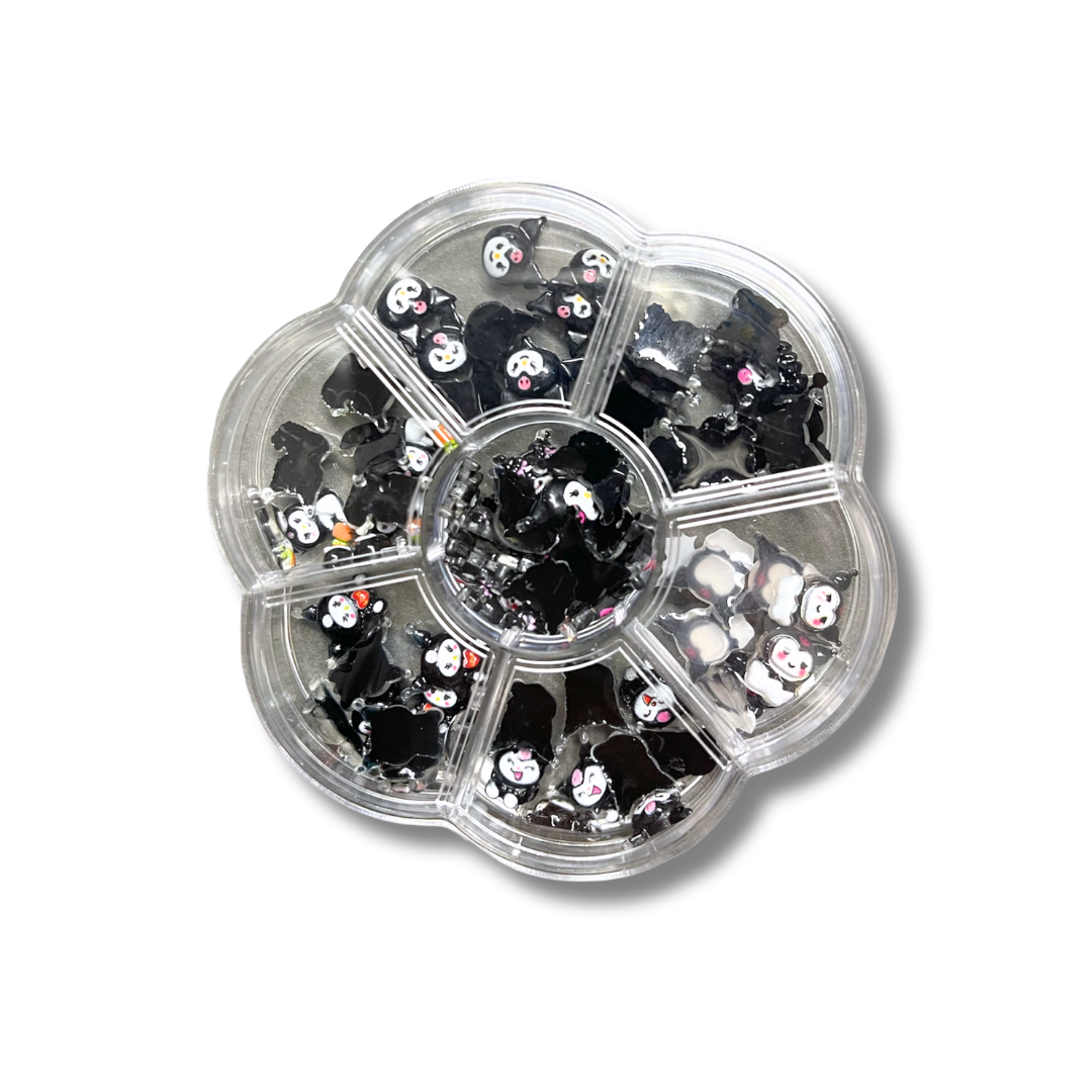 JNBS Nail Charm Kawaii Black Mix Set 7415 (7 Grids)