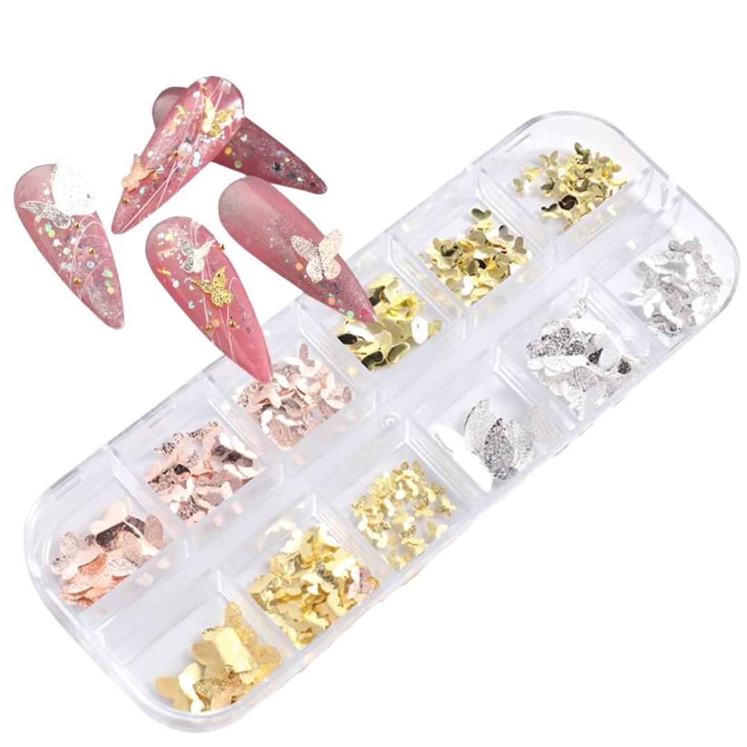 JNBS Nail Charm Metal Butterfly Set 7355 (12 Grids)