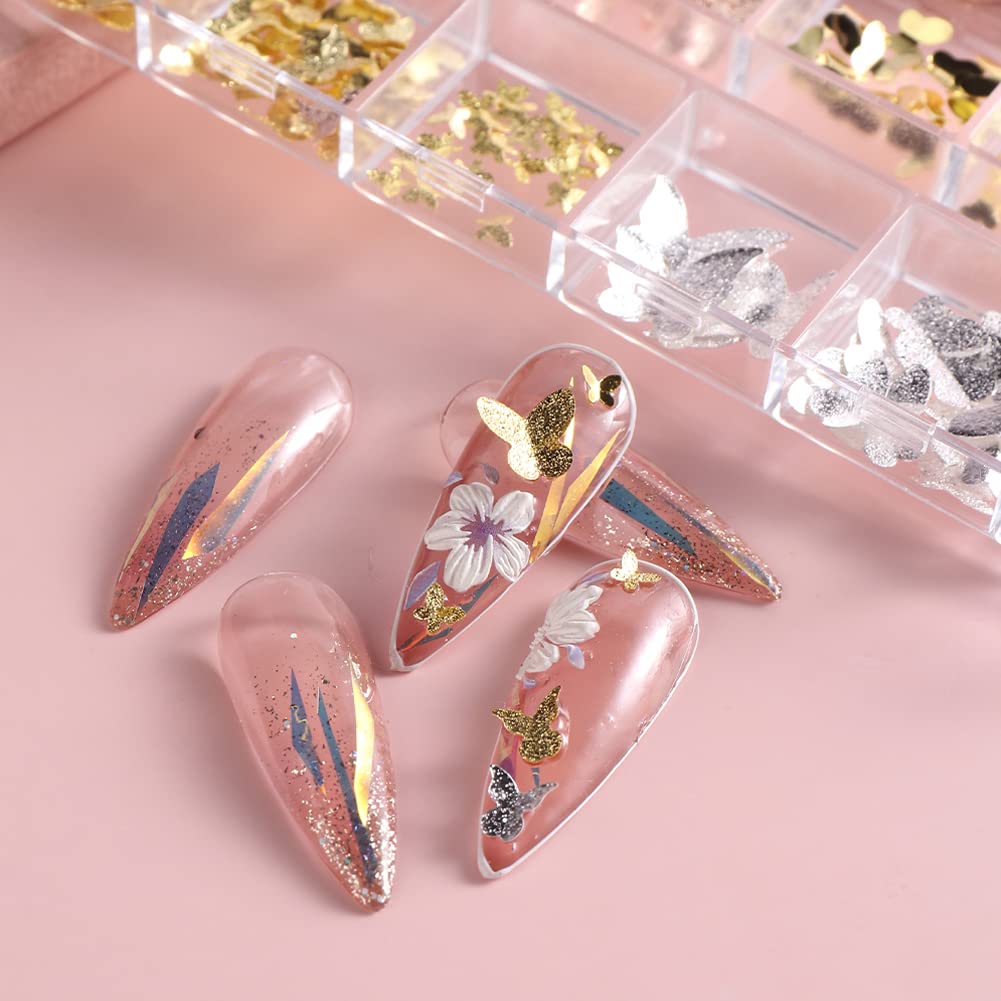 JNBS Nail Charm Metal Butterfly Set 7355 (12 Grids)