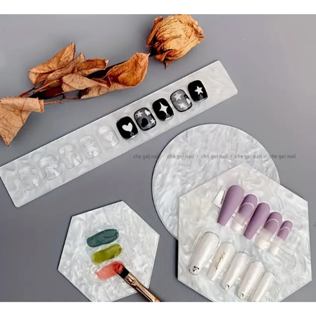 JNBS Nail Art Tool Display Plate With Beige Pattern (1pc)