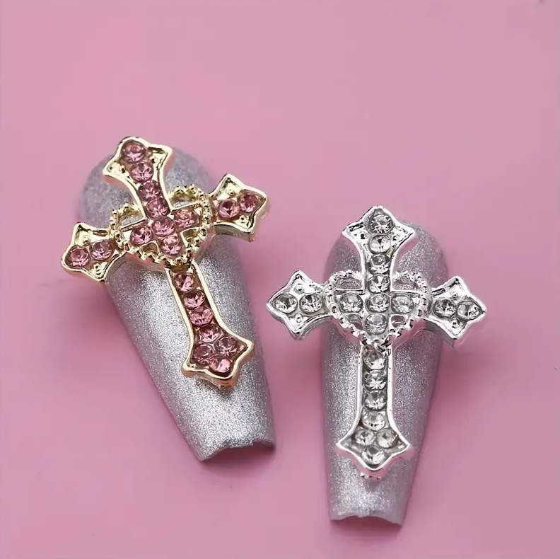 JNBS Nail Charm 3D Cross Heart Shaped Alloy (8pcs)