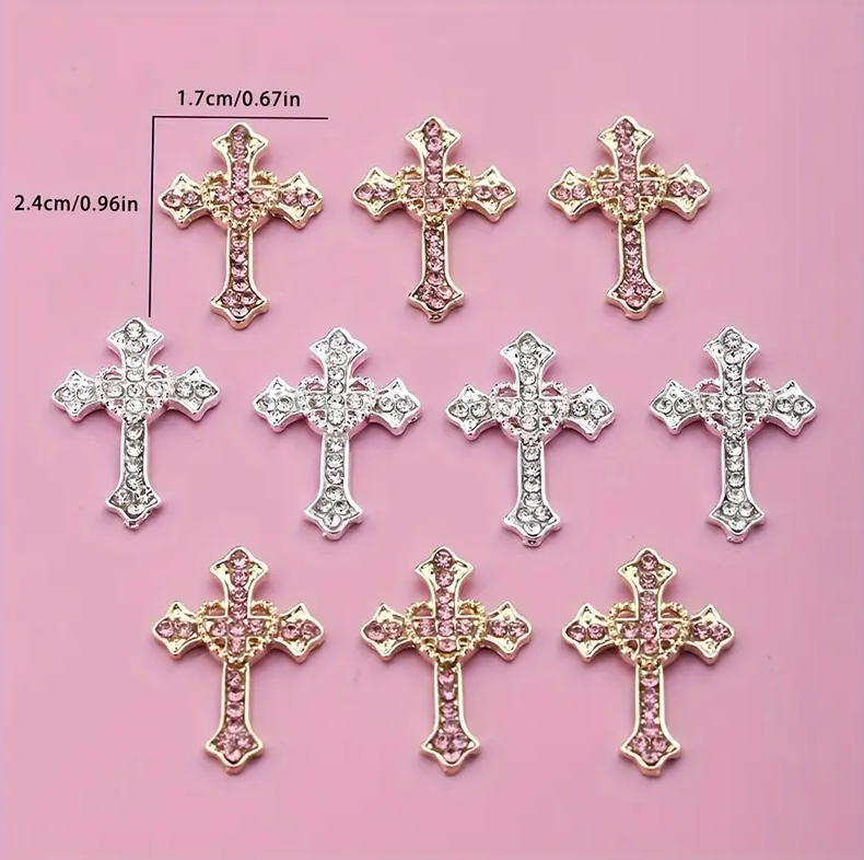 JNBS Nail Charm 3D Cross Heart Shaped Alloy (8pcs)