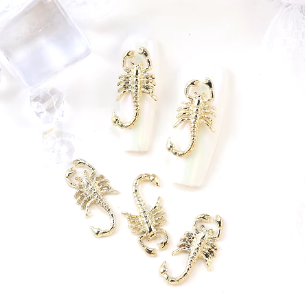 JNBS Nail Charm Gold & Silver Scorpion Metal (10pcs/bag)