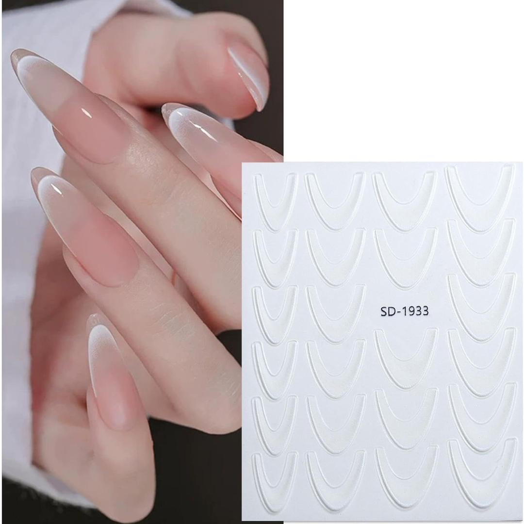 JNBS Nail Sticker \French Black And White Thin