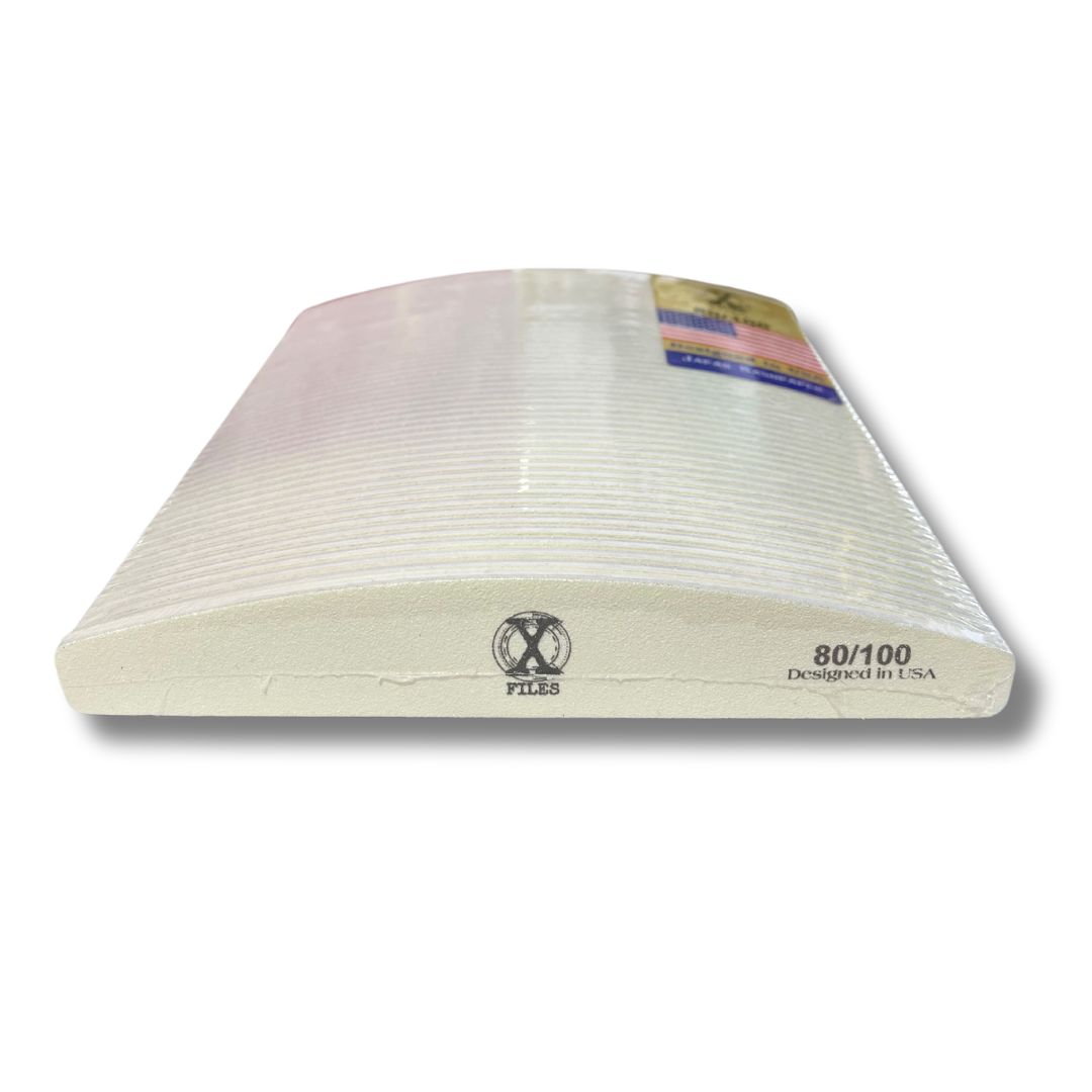 Japan Sandpaper Regular Nail X File Half Moon Shape White (80/100)
