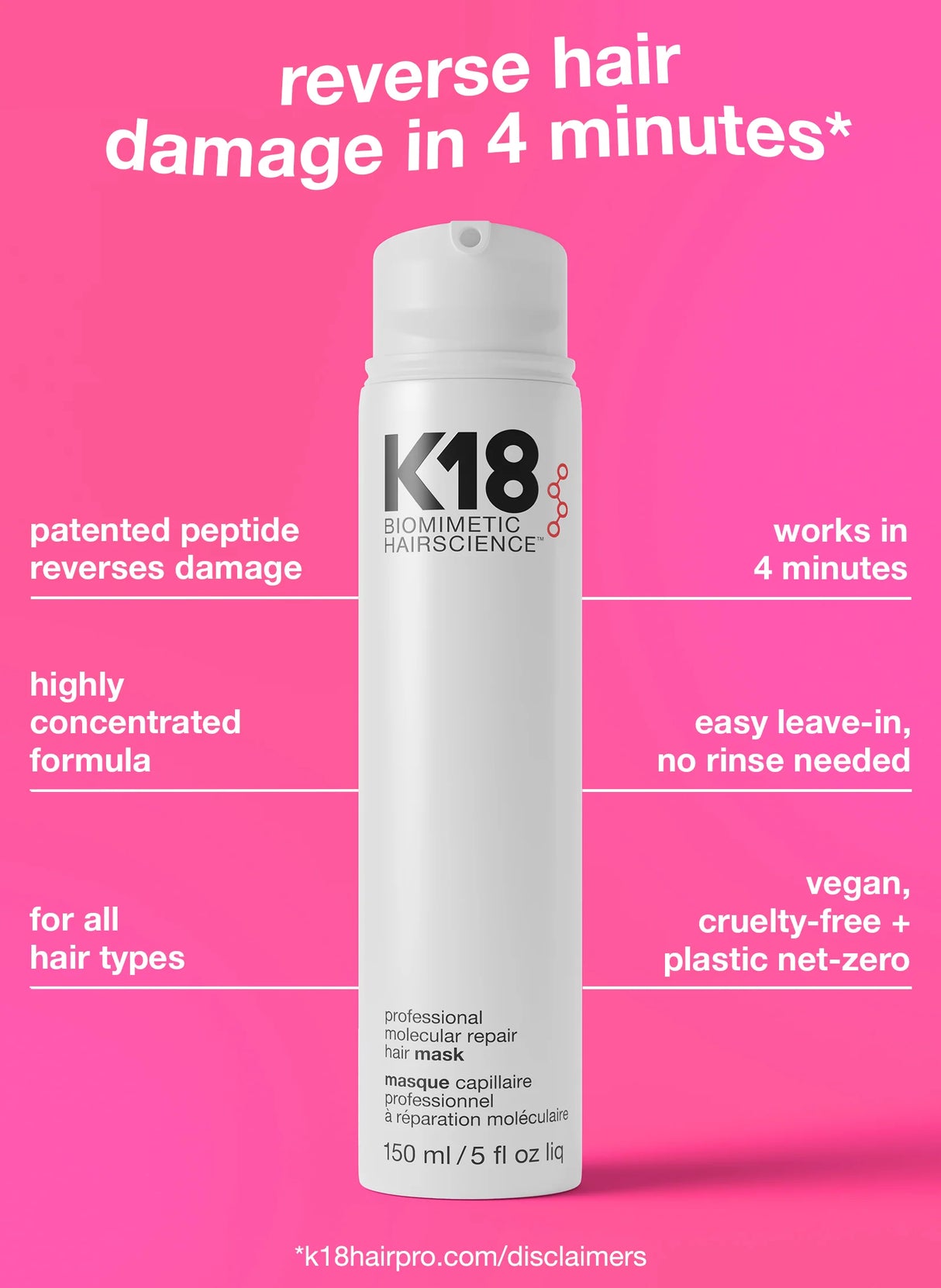 K18 Biomimetic Hairscience Professional Leave-In Molecular Repair Mask 5 fl. oz.