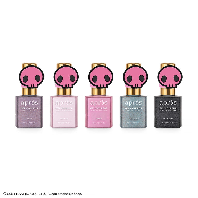 Apres Gel Couleur Kuromi™ Naughty and Nice Flash Glitter Gel Couleur (Set of 5), 10ml