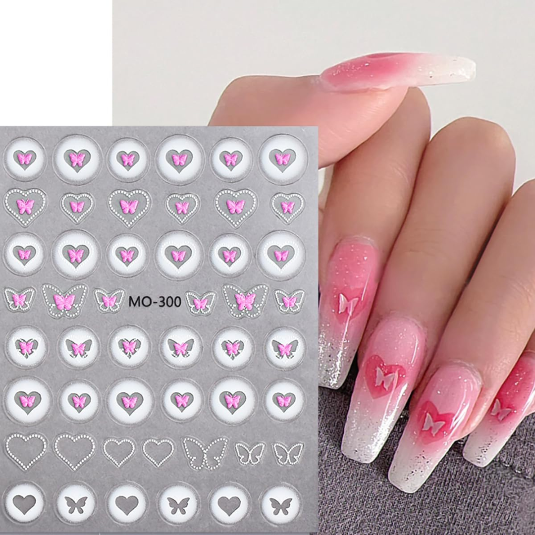 MOSR Nail Art Sticker Cute Heart Bow Butterfly