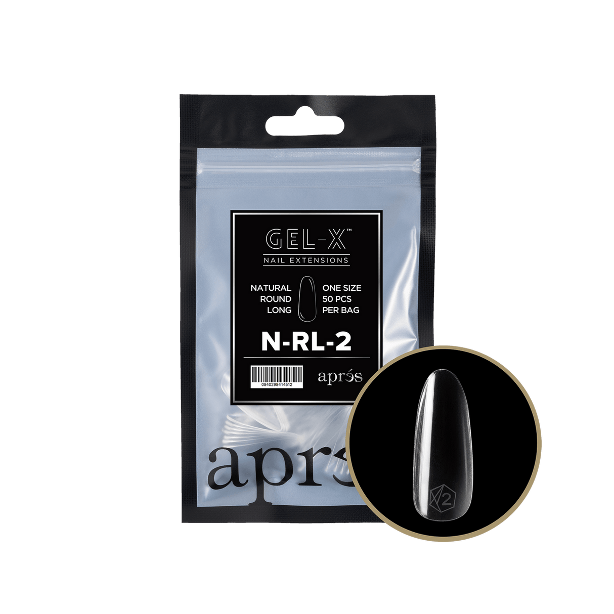 Apres Gel X™ Refill Bags (50pcs) Natural Round Long Tips
