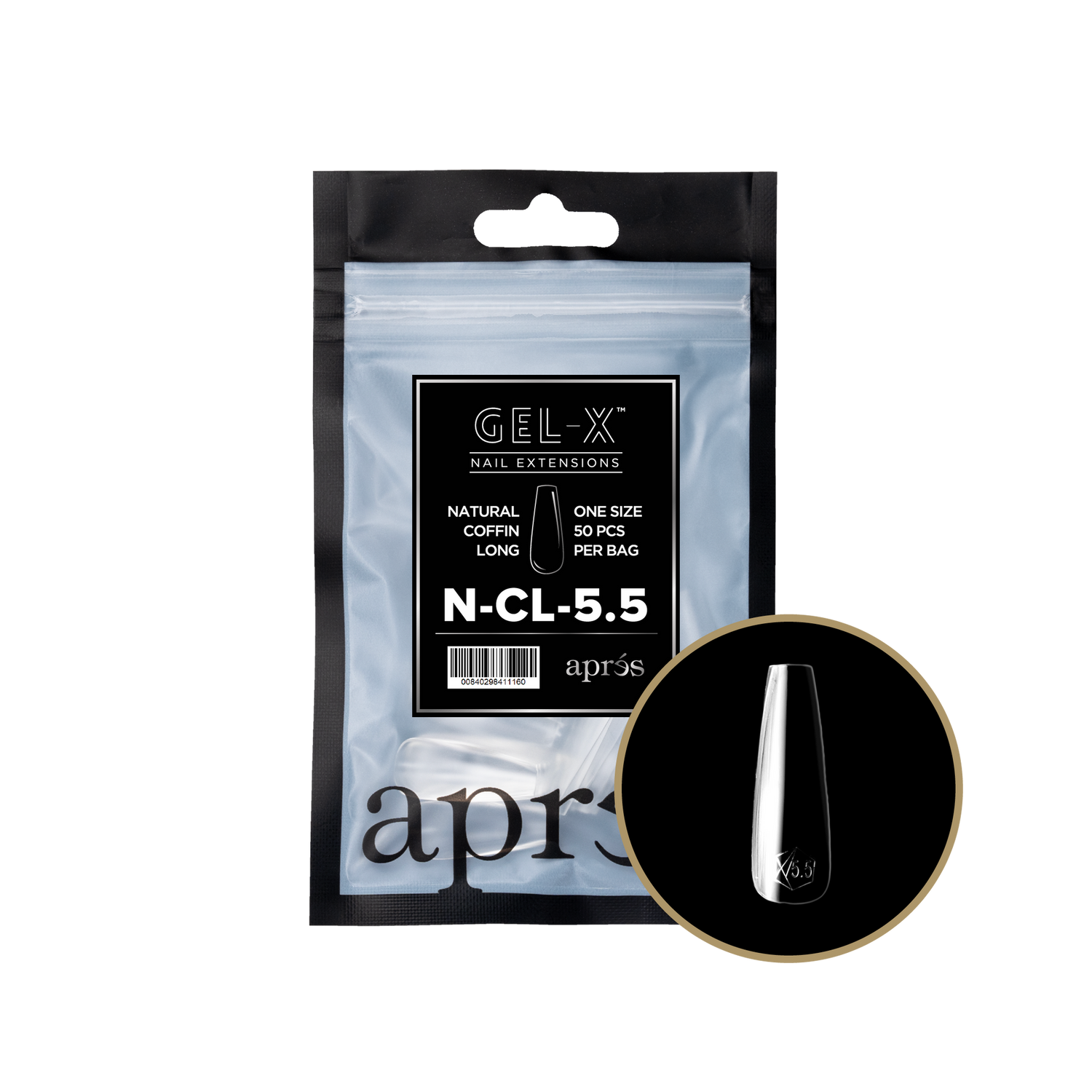 Apres Gel X™ Refill Bags (50pcs) Natural Coffin Long Tips