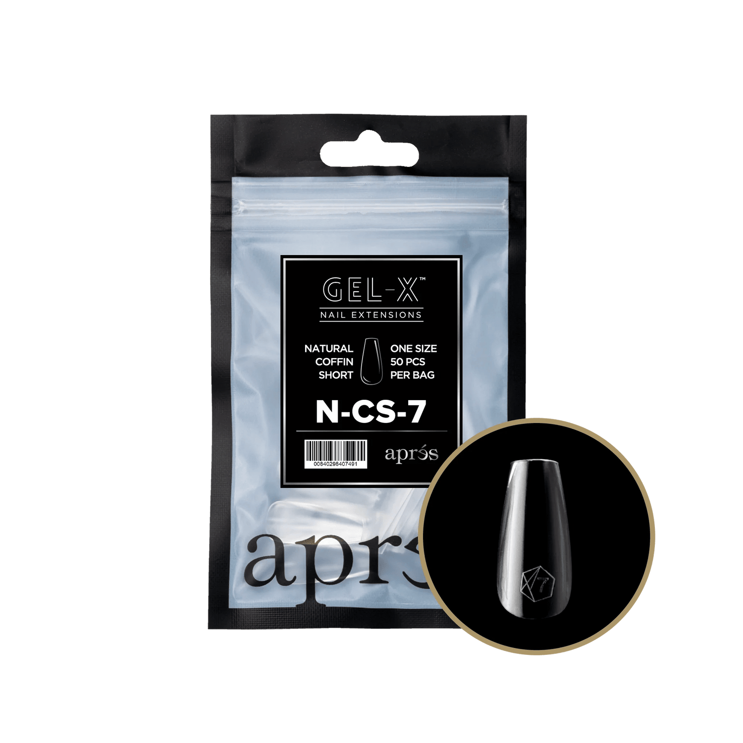 Apres Gel X™ Refill Bags (50pcs) Natural Coffin Short Tips