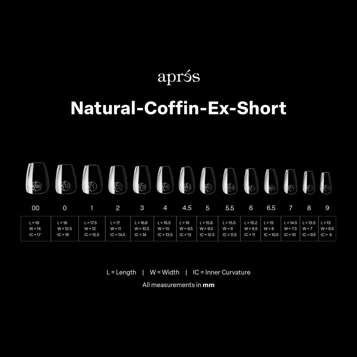 Apres Gel X™ Box of 280pcs Natural Coffin Extra Short Tips Mini