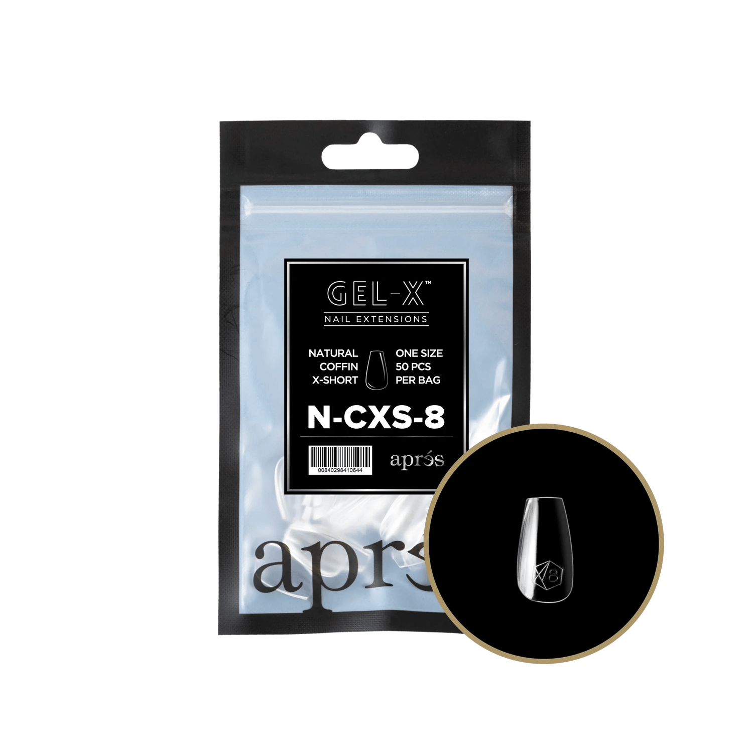 Apres Gel X™ Refill Bags (50pcs) Natural Coffin Extra Short Tips