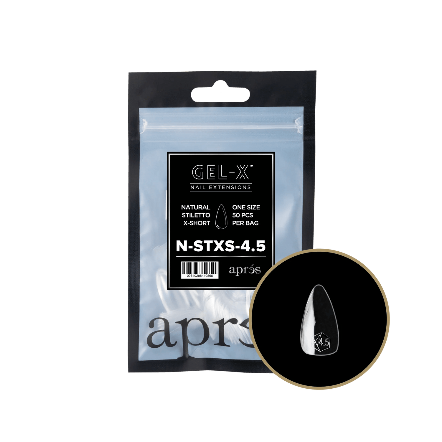 Apres Gel X™ Refill Bags (50pcs) Natural Stiletto Extra Short Tips