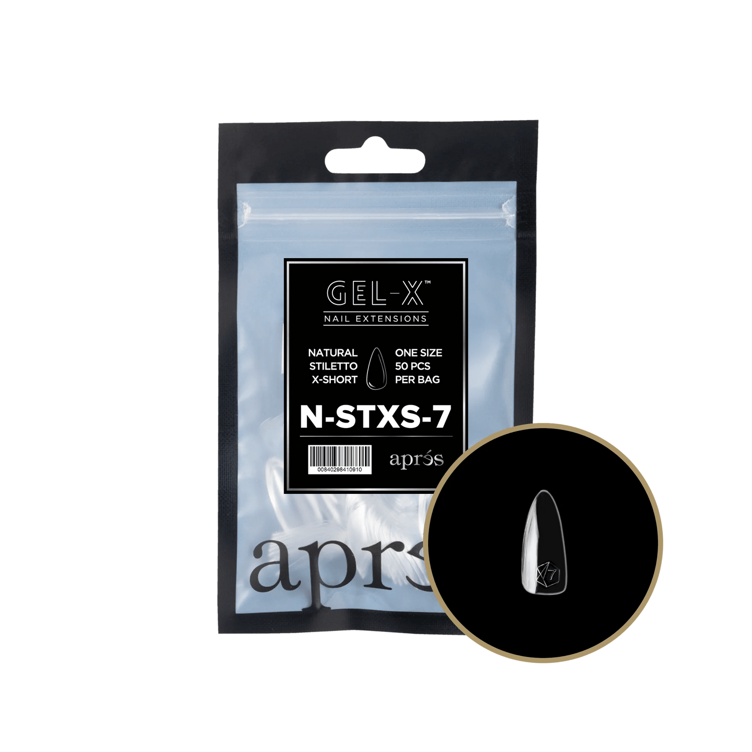 Apres Gel X™ Refill Bags (50pcs) Natural Stiletto Extra Short Tips