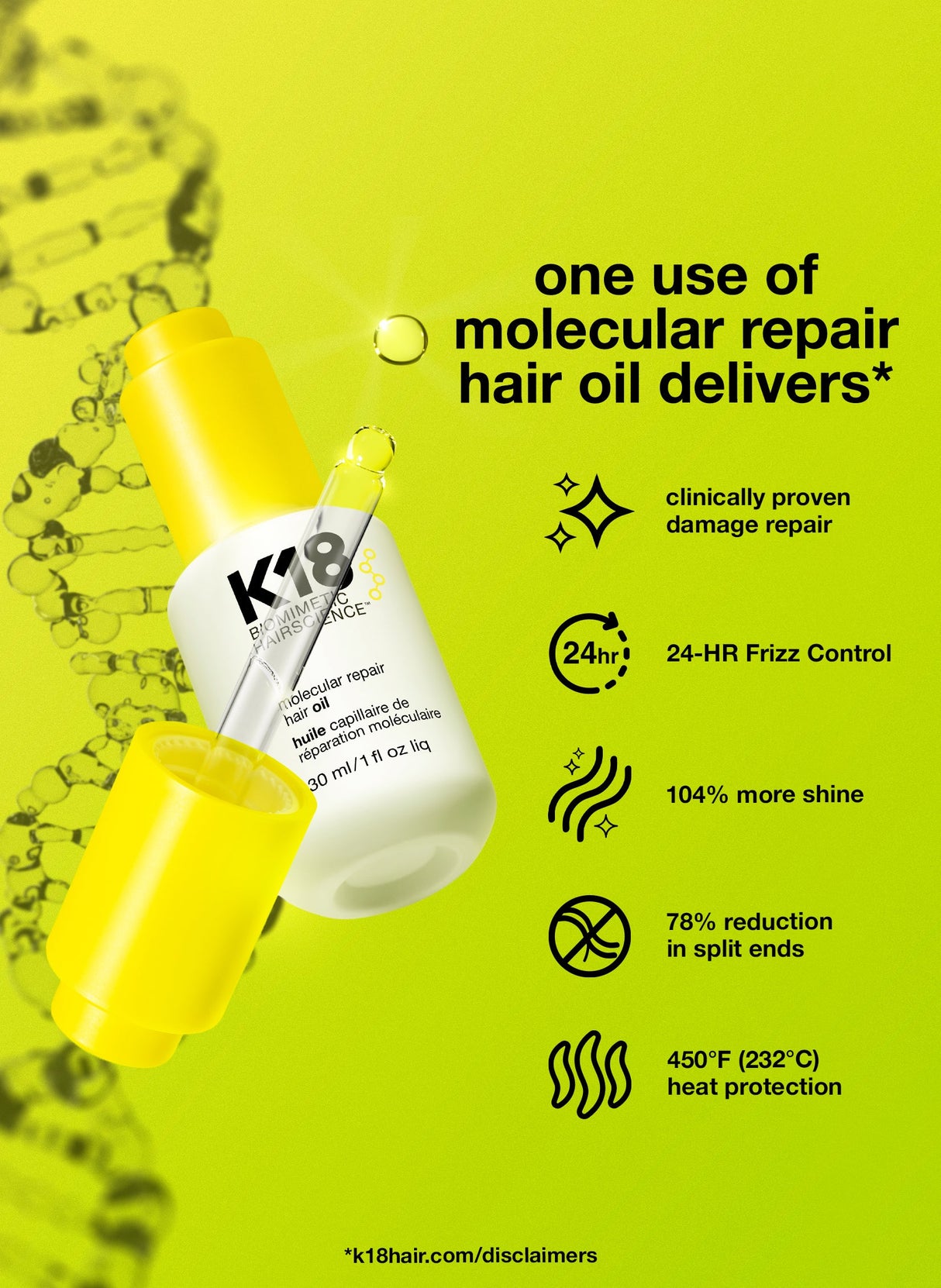 K18 Biomimetic Hairscience Molecular Repair Hair Oil
