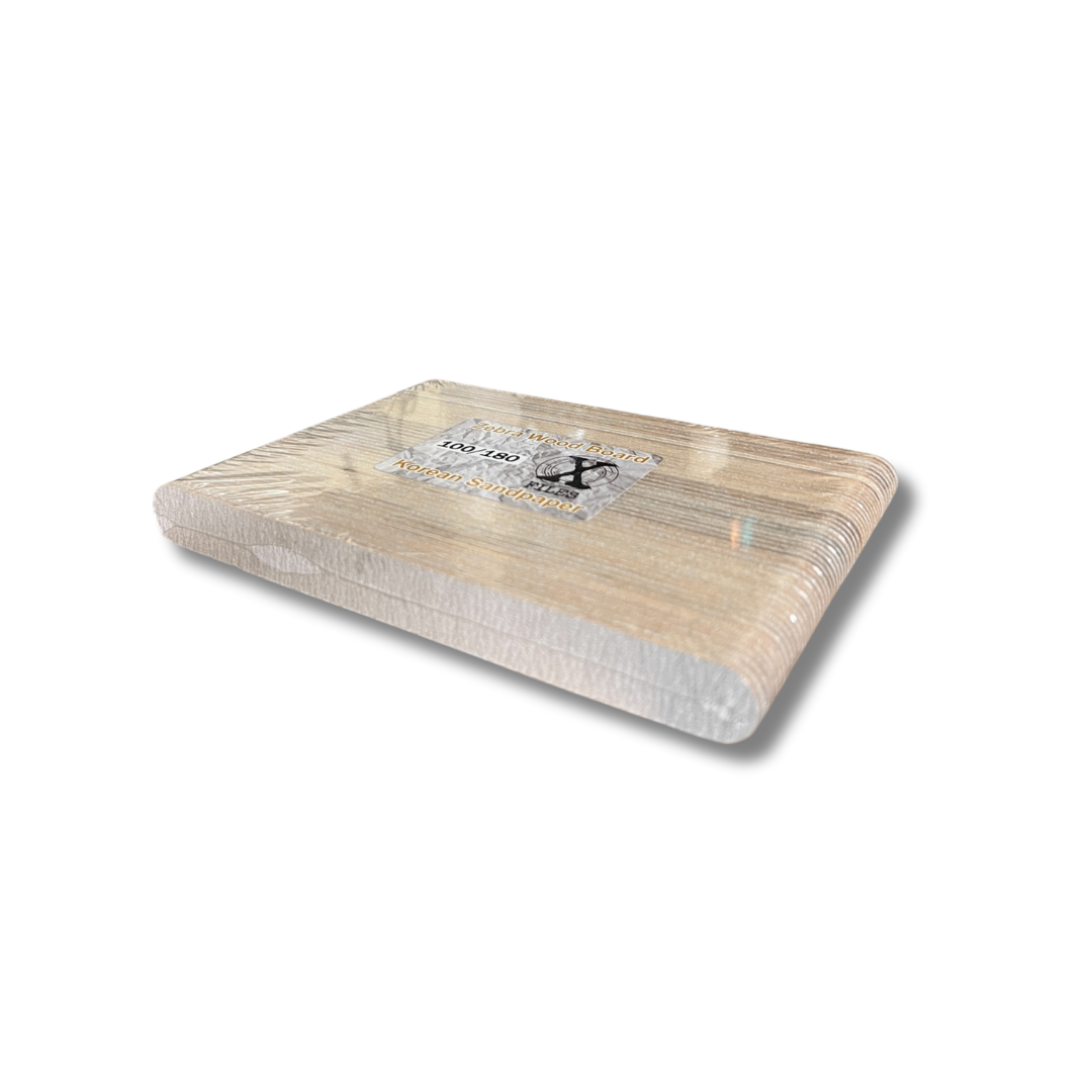 Korean Sandpaper Regular Nail X File Wood Board - Zebra 100/180