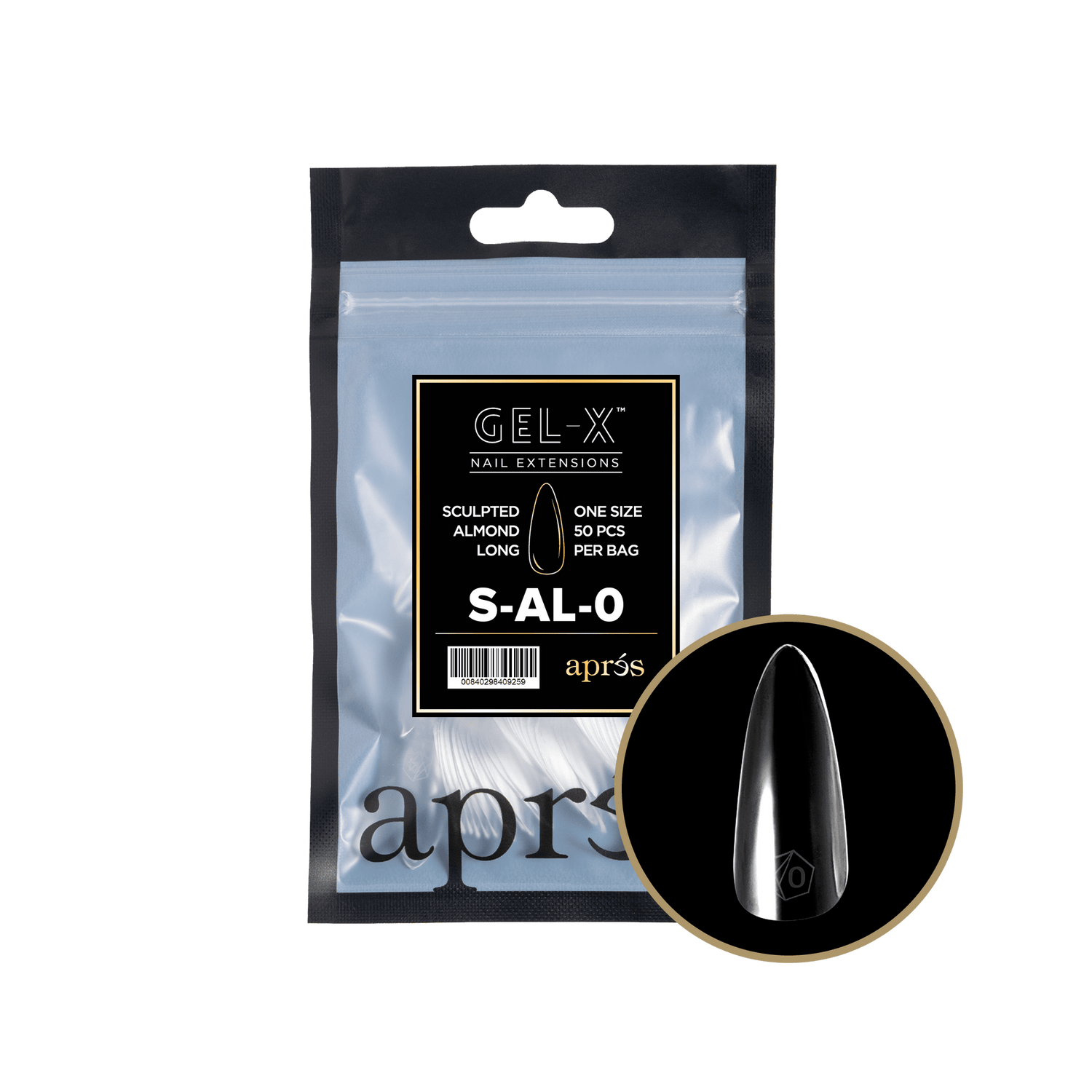 Apres Gel X™ Refill Bags (50pcs) Sculpted Almond Long Tips