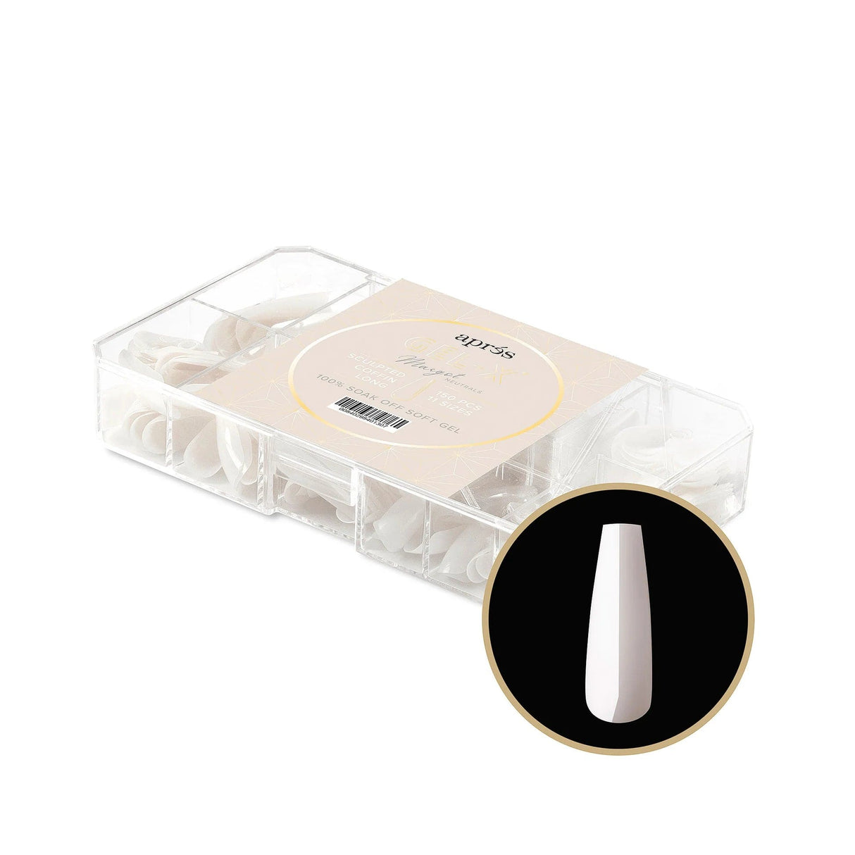 Apres Gel X™ NEUTRALS Box of 150pcs Whitney Sculpted Coffin Long Tips