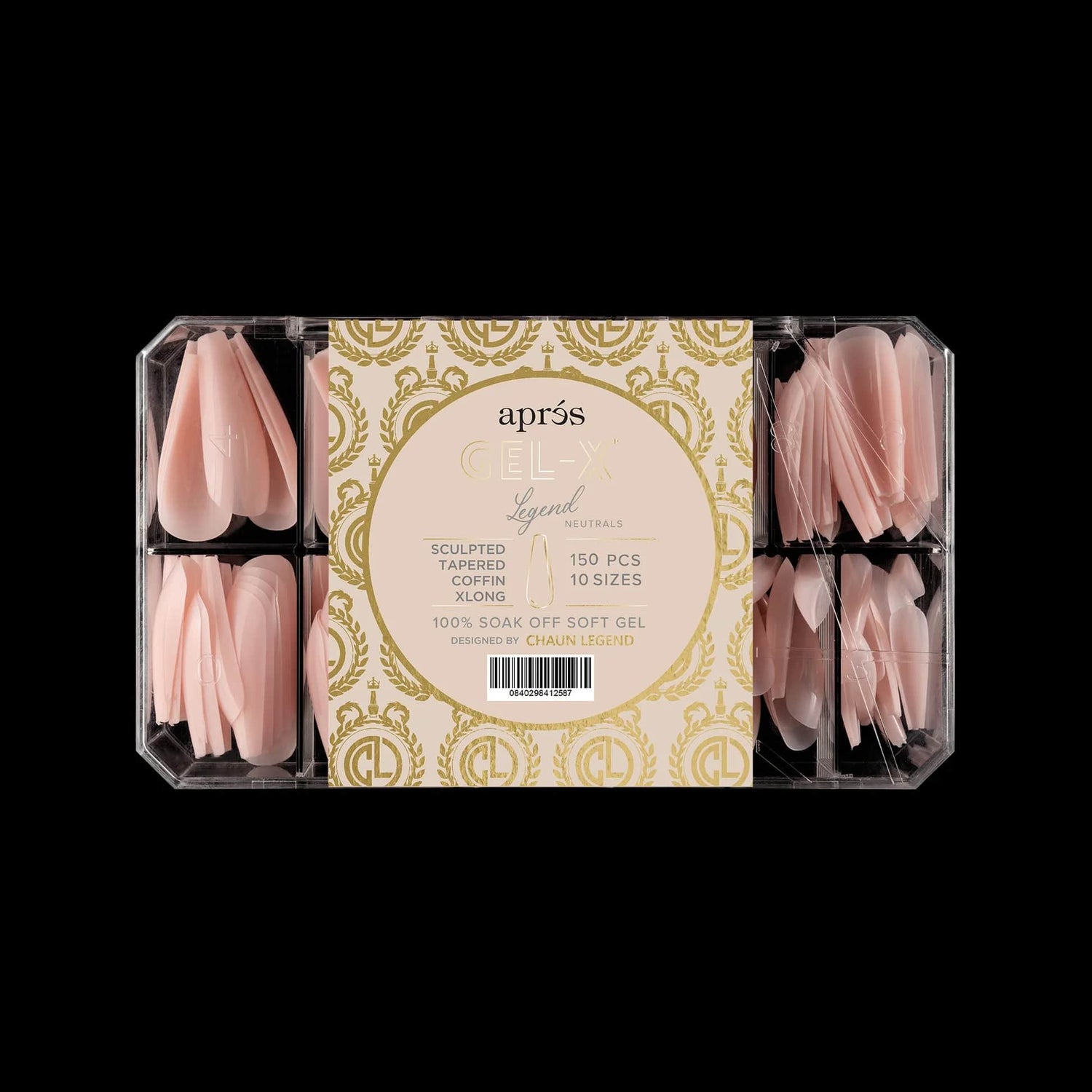 Apres Gel X™ NEUTRALS x Chaun Legend Sculpted Tapered Coffin Extra Long (Box of 150pcs)