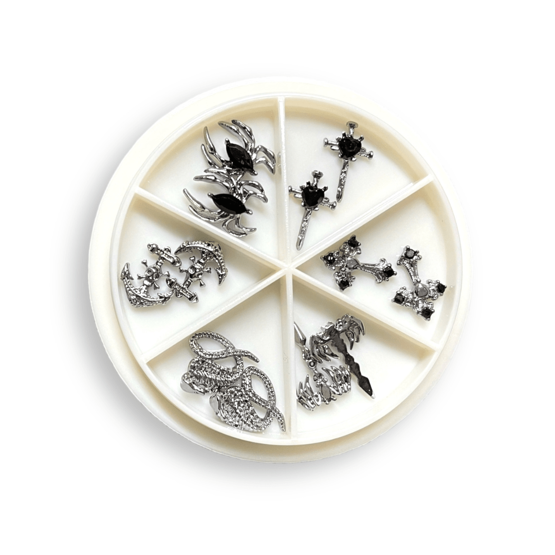 JNBS Nail Charm Silver Goth Set 7103