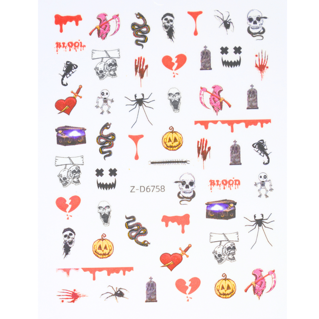 JNBS Nail Sticker Halloween Skeleton