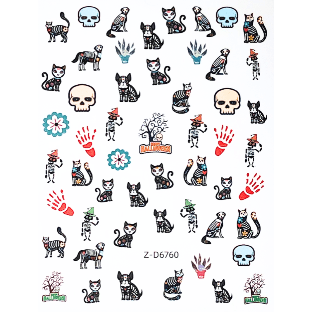 JNBS Nail Sticker Halloween Skeleton