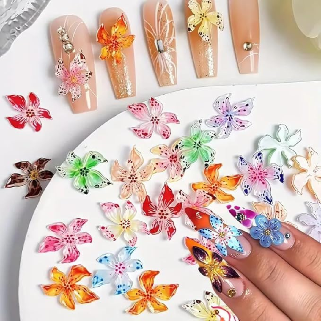 JNBS 3D Flower Nail Charm (50 pcs) - Assorted Styles (8613)