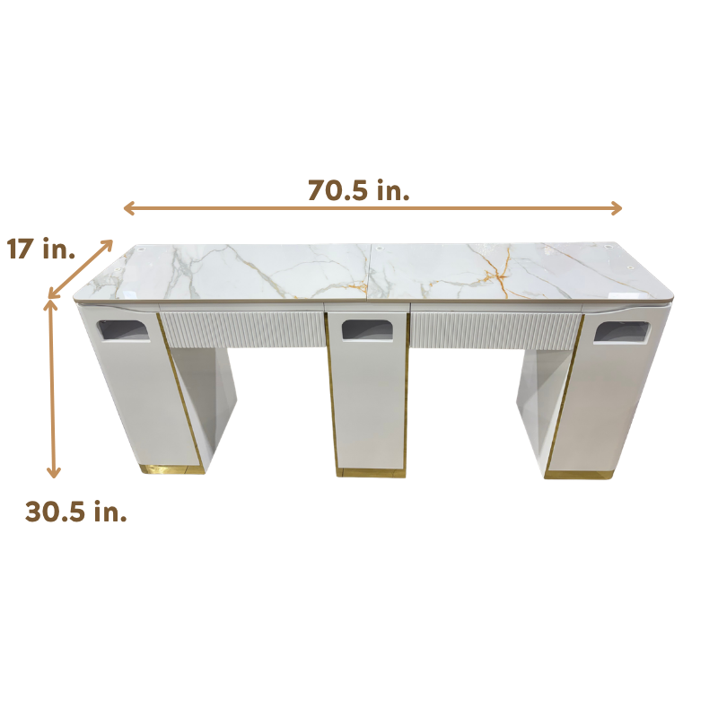 JNBS Royal Double Manicure Table with Ceramic Table Top (Please Call JNBS to Order)