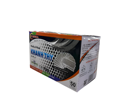 grey disposable face mask in colorful box